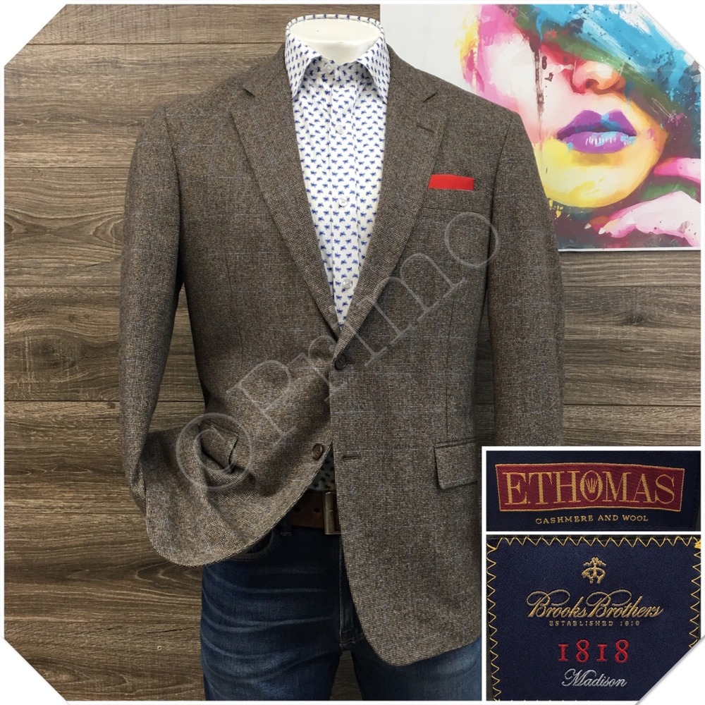 Brooks Brothers Madison Blazer Sport Coat Wool Cashmere Brown 42R Casual Suit